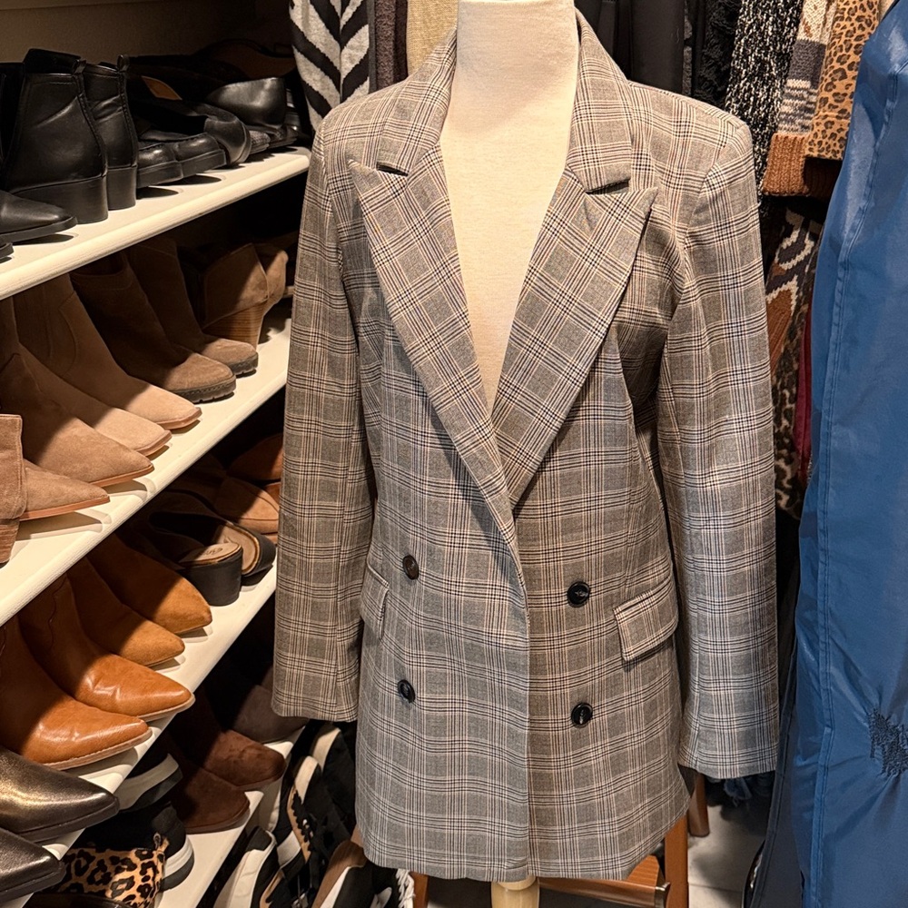 Plaid Double-Breasted Women's Jacket
